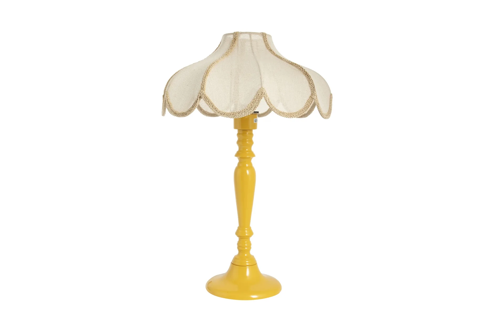Lampe à poser abat-jour festonné lin pied jaune Ethan Chloé 61 cm