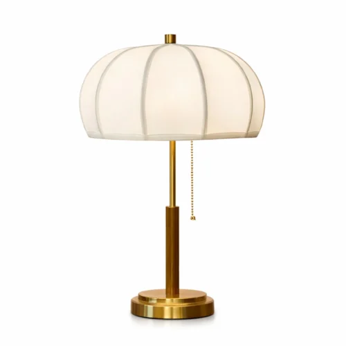 Lampes à poser Ethan Chloé Lampe à poser abat-jour godronné métal doré Ethan Chloé 57 cm