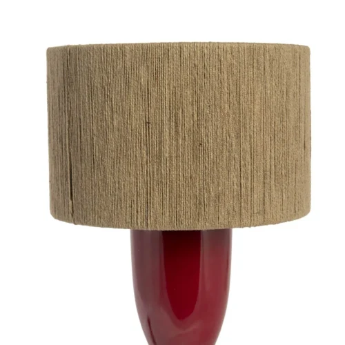 Lampe à poser abat-jour jute pied laqué rouge Ethan Chloé 50 cm — vue 2
