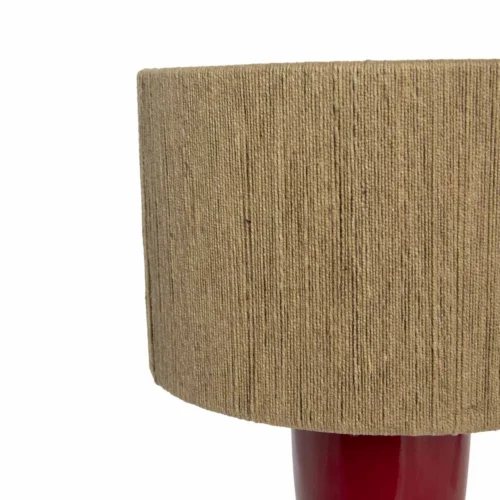 Lampe à poser abat-jour jute pied laqué rouge Ethan Chloé 50 cm — vue 4