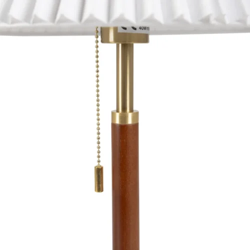Lampe à poser abat-jour plissé blanc fût brun Ethan Chloé 50 cm — vue 2