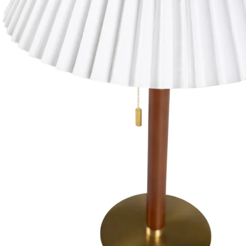 Lampe à poser abat-jour plissé blanc fût brun Ethan Chloé 50 cm — vue 3
