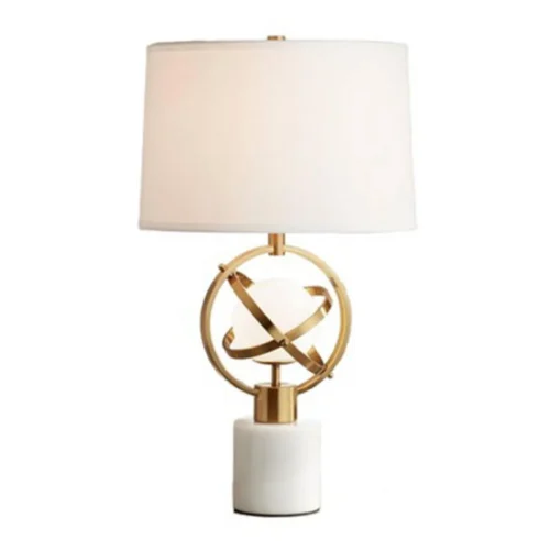 Lampe à poser anneau doré socle marbre blanc Ethan Chloé 70 cm — vue 2
