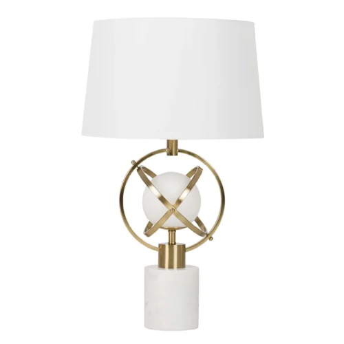 Lampe à poser anneau doré socle marbre blanc Ethan Chloé 70 cm — vue 4