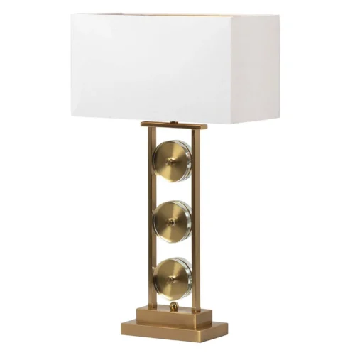 Lampe à poser cadre doré à trois médaillons cerclés de verre Ethan Chloé 70 cm — vue 2