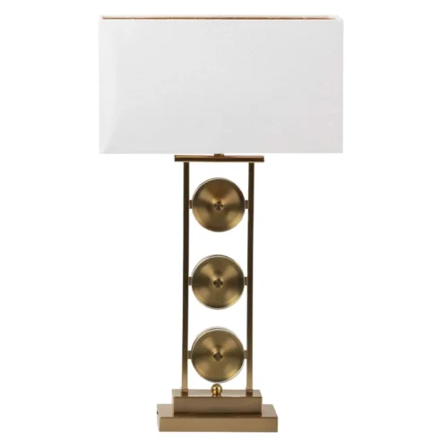 Lampe à poser cadre doré à trois médaillons cerclés de verre Ethan Chloé 70 cm — vue 5