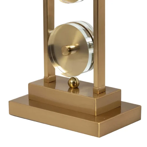 Lampe à poser cadre doré à trois médaillons cerclés de verre Ethan Chloé 70 cm — vue 6