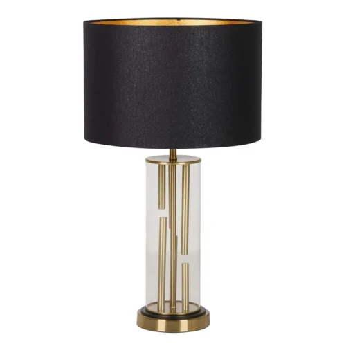 Lampe à poser colonnes de verre abat-jour noir Ethan Chloé 65 cm — vue 2
