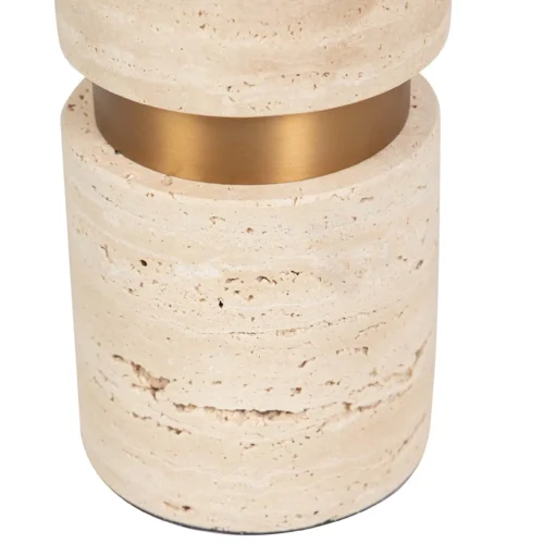 Lampe à poser cylindre de travertin bague dorée Ethan Chloé 73 cm — vue 3
