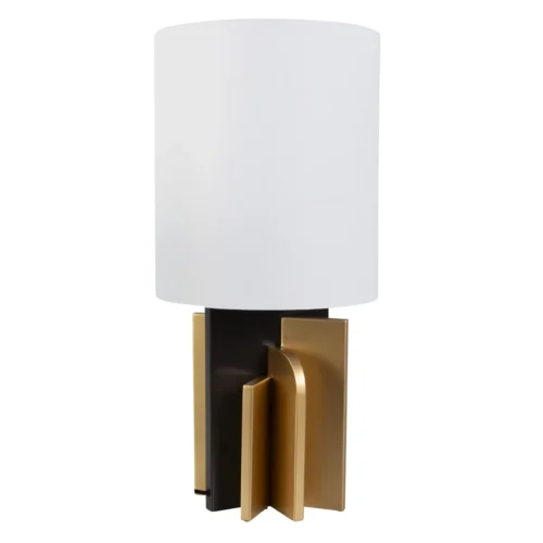 Lampes à poser Ethan Chloé Lampe à poser diffuseur cylindrique blanc socle noir et doré Ethan Chloé 68 cm