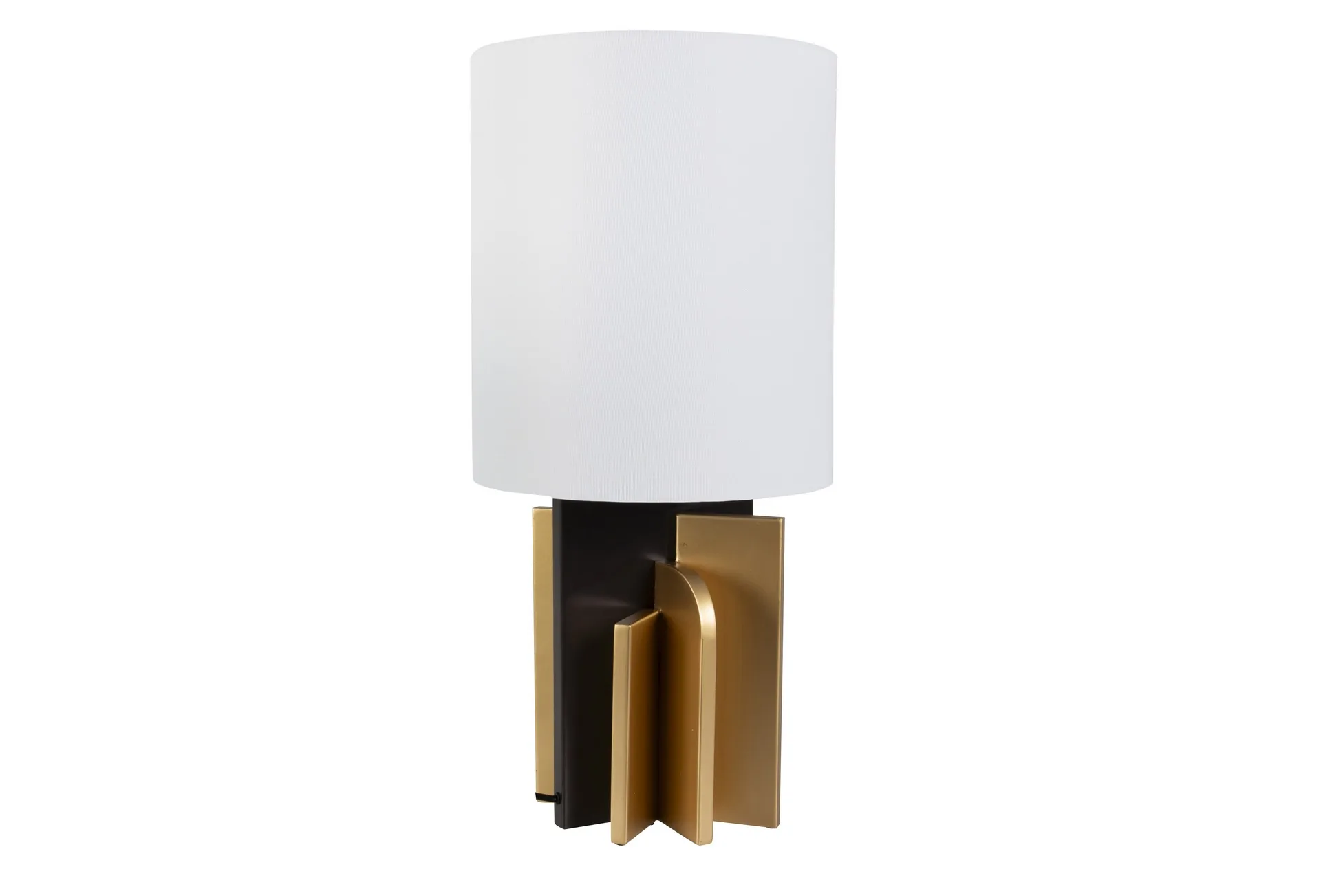 Lampe à poser diffuseur cylindrique blanc socle noir et doré Ethan Chloé 68 cm
