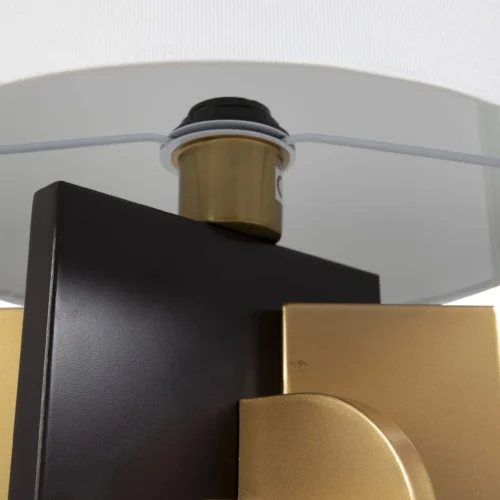 Lampe à poser diffuseur cylindrique blanc socle noir et doré Ethan Chloé 68 cm — vue 6