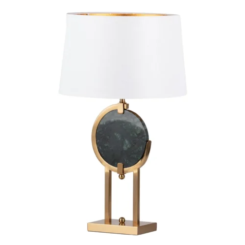 Lampe à poser disque de marbre vert cerclé doré Dubai Ethan Chloé 67 cm — vue 2