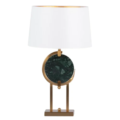 Lampe à poser disque de marbre vert cerclé doré Dubai Ethan Chloé 67 cm — vue 5