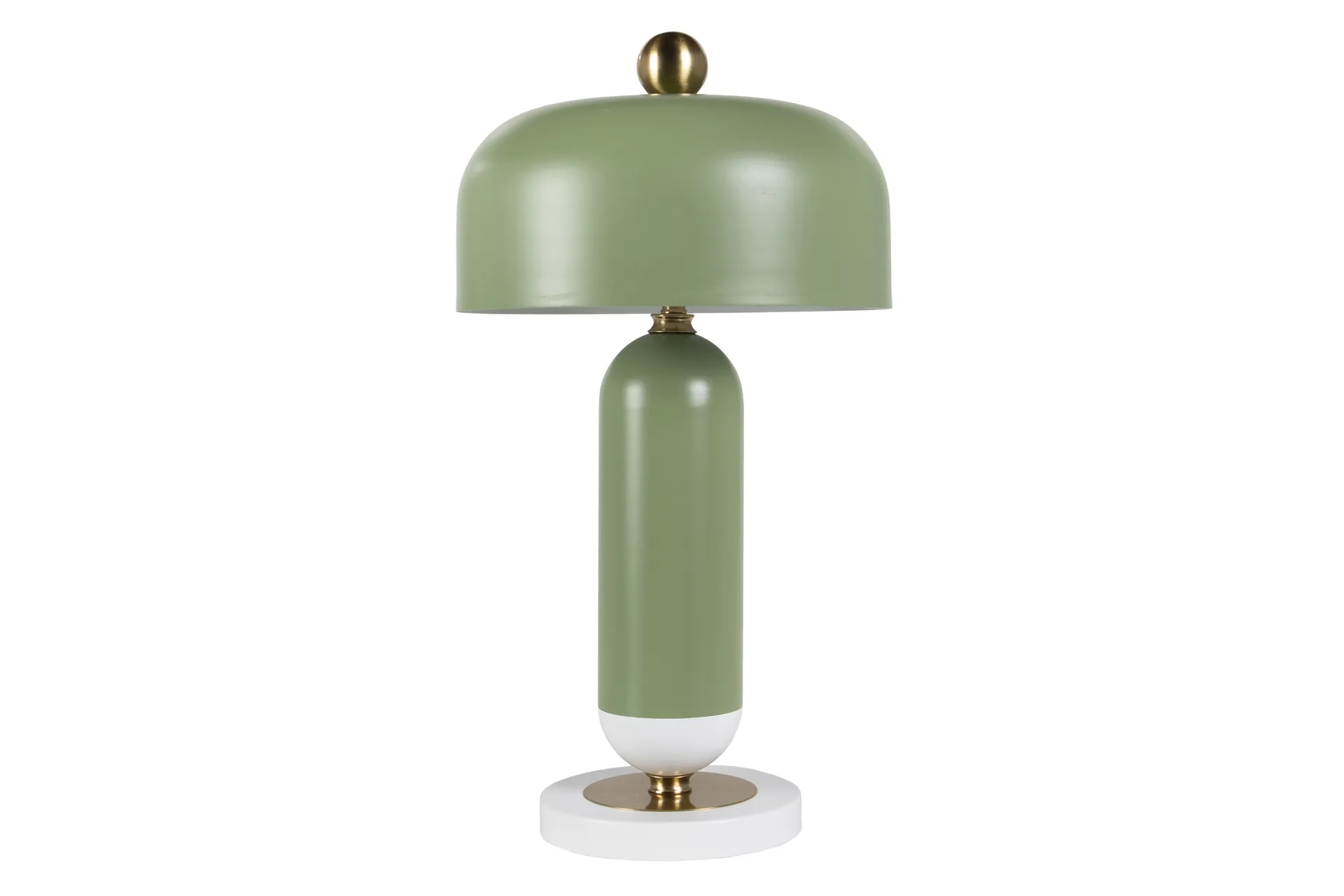 Lampe à poser dôme laqué socle blanc bille dorée Ethan Chloé 50 à 55 cm