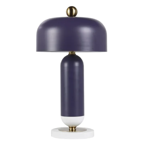 Lampe à poser dôme laqué socle blanc bille dorée Ethan Chloé 50 à 55 cm — vue 2
