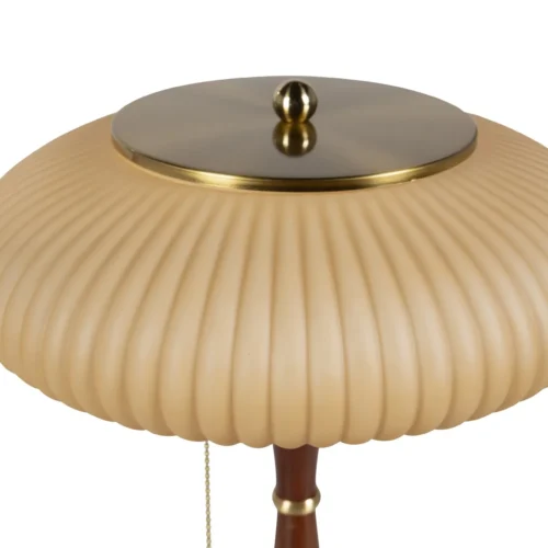 Lampe à poser dôme nervuré ambré fût brun Ethan Chloé 40 cm de haut — vue 3