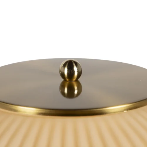 Lampe à poser dôme nervuré ambré fût brun Ethan Chloé 40 cm de haut — vue 4