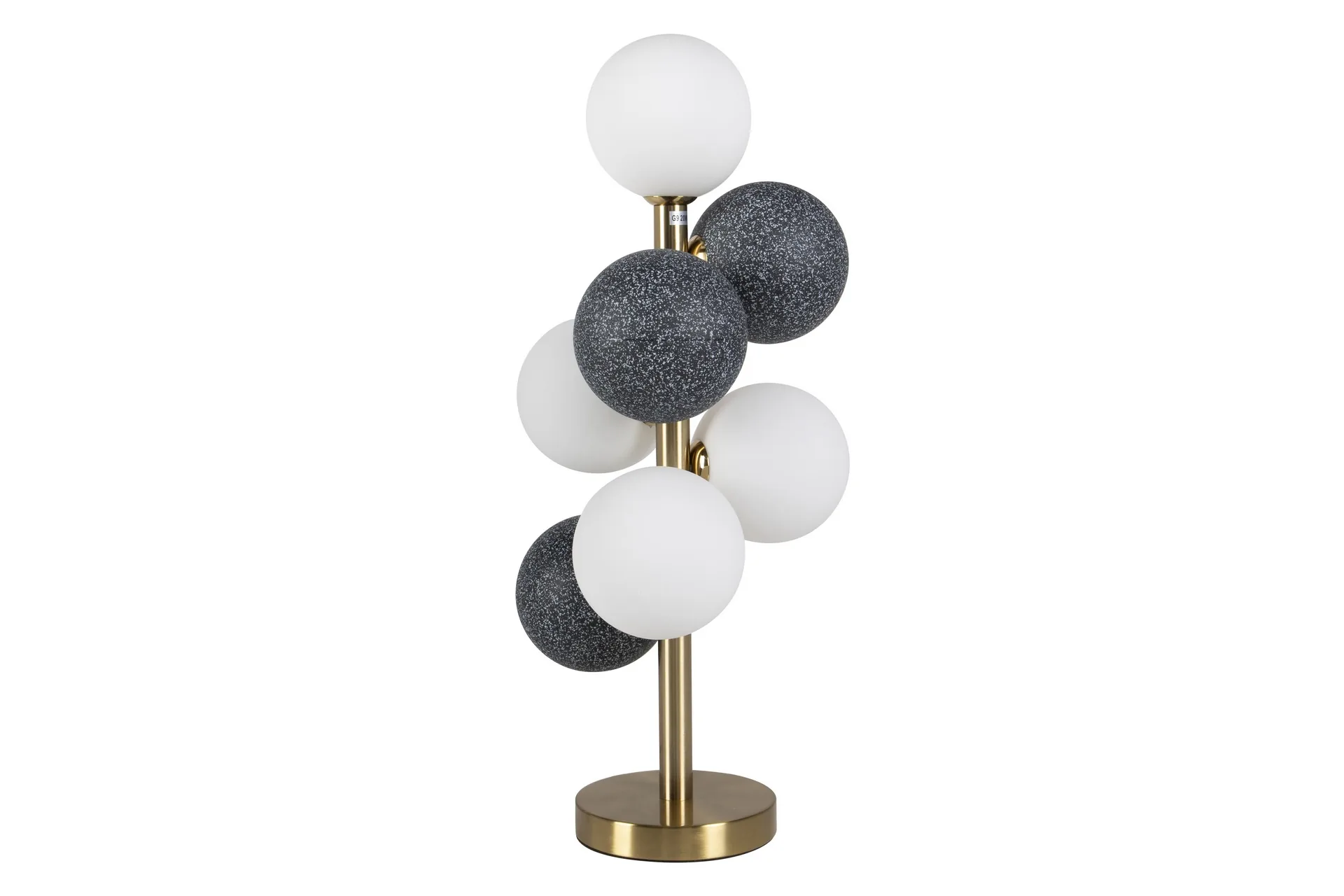 Lampe à poser grappe de globes opalins et gris tige dorée Ethan Chloé 60 cm