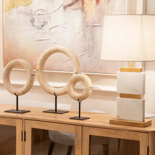 Lampes à poser Ethan Chloé Lampe à poser marbre blanc deux blocs Austin Ethan Chloé 64 cm