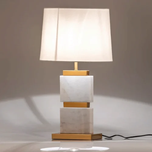 Lampe à poser marbre blanc deux blocs Austin Ethan Chloé 64 cm — vue 4