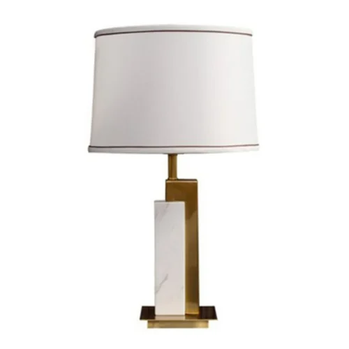 Lampe à poser marbre équerre dorée bloc blanc veiné Ethan Chloé 62 cm — vue 2