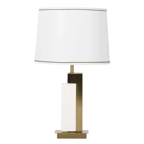 Lampe à poser marbre équerre dorée bloc blanc veiné Ethan Chloé 62 cm — vue 4