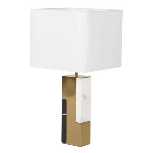 Lampe à poser montant doré insert de marbre blanc Ethan Chloé 66 cm — vue 2