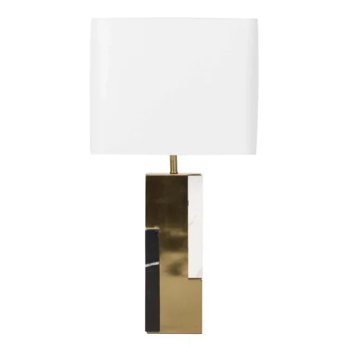 Lampe à poser montant doré insert de marbre blanc Ethan Chloé 66 cm — vue 3