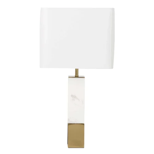 Lampe à poser montant doré insert de marbre blanc Ethan Chloé 66 cm — vue 4