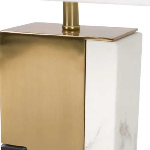 Lampe à poser montant doré insert de marbre blanc Ethan Chloé 66 cm — vue 5