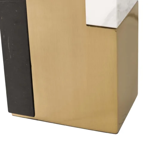 Lampe à poser montant doré insert de marbre blanc Ethan Chloé 66 cm — vue 8