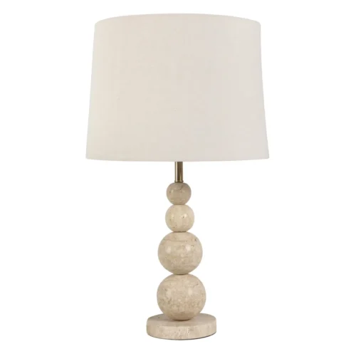 Luminaires Ethan Chloé Lampe à poser pied à boules beige abat-jour blanc Ethan Chloé 58 cm