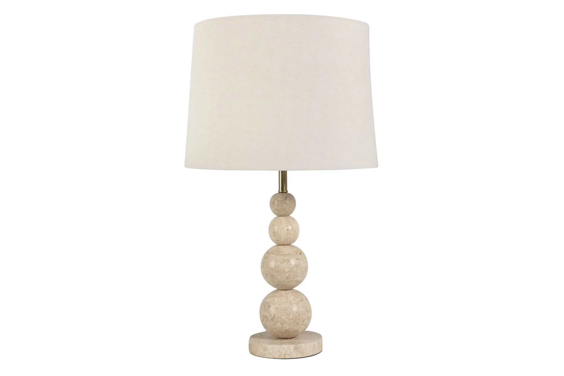 Lampe à poser pied à boules beige abat-jour blanc Ethan Chloé 58 cm