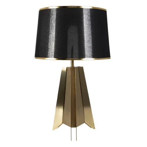 Lampes à poser Ethan Chloé Lampe à poser pied ailettes doré abat-jour noir ou blanc Ethan Chloé 66 cm