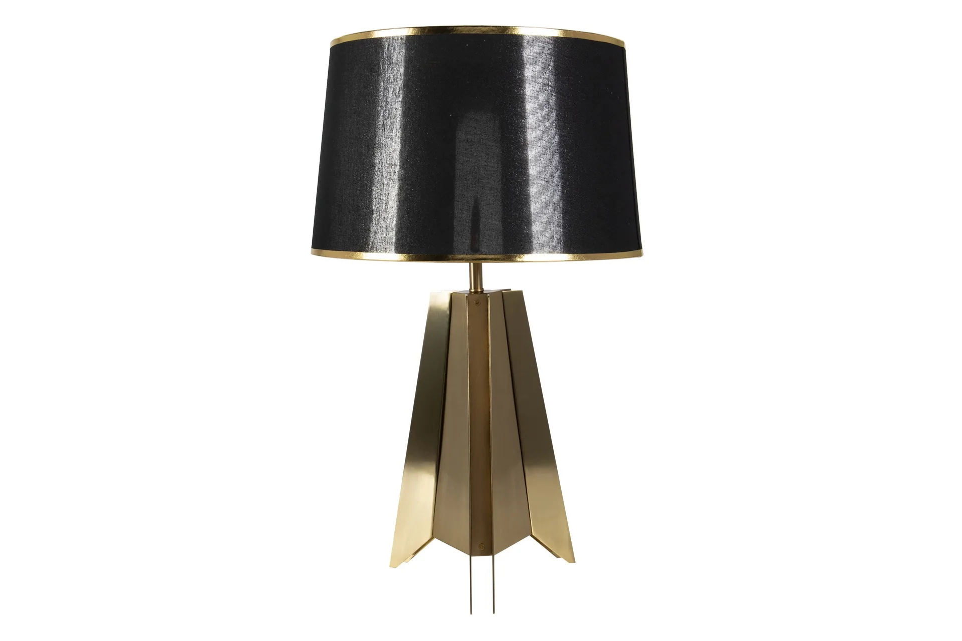 Lampe à poser pied ailettes doré abat-jour noir ou blanc Ethan Chloé 66 cm