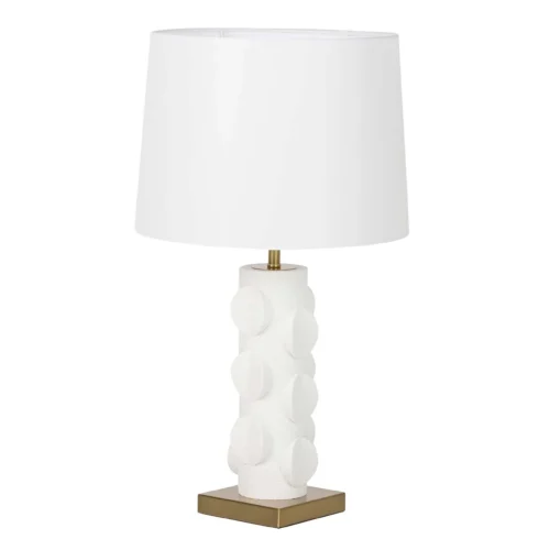 Lampe à poser pied sculpté blanc socle doré Ethan Chloé 60 cm — vue 2