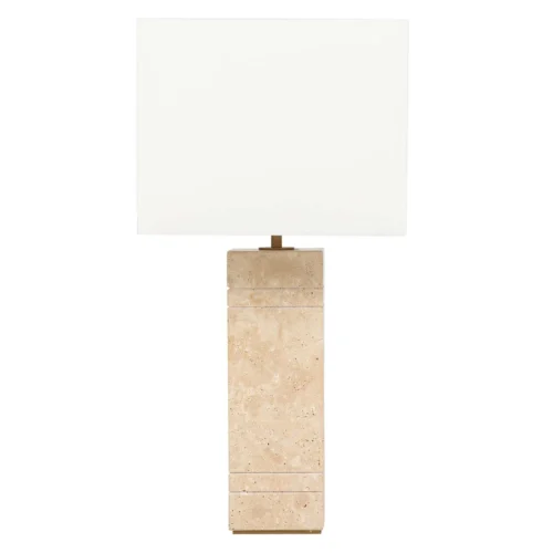 Lampe à poser pilier carré en travertin abat-jour lin Ethan Chloé 71 cm — vue 3