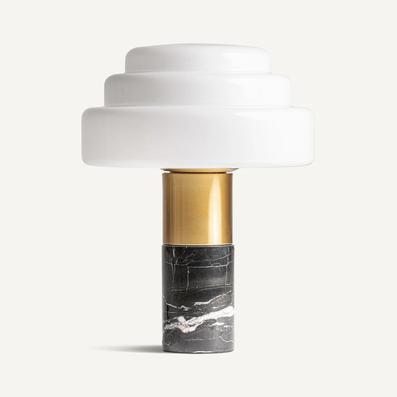 Lampe à poser verre ivoire et marbre noir 50 cm Vical Home