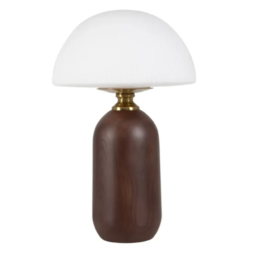 Lampes à poser Ethan Chloé Lampe champignon blanche socle brun arrondi Ethan Chloé 38 cm