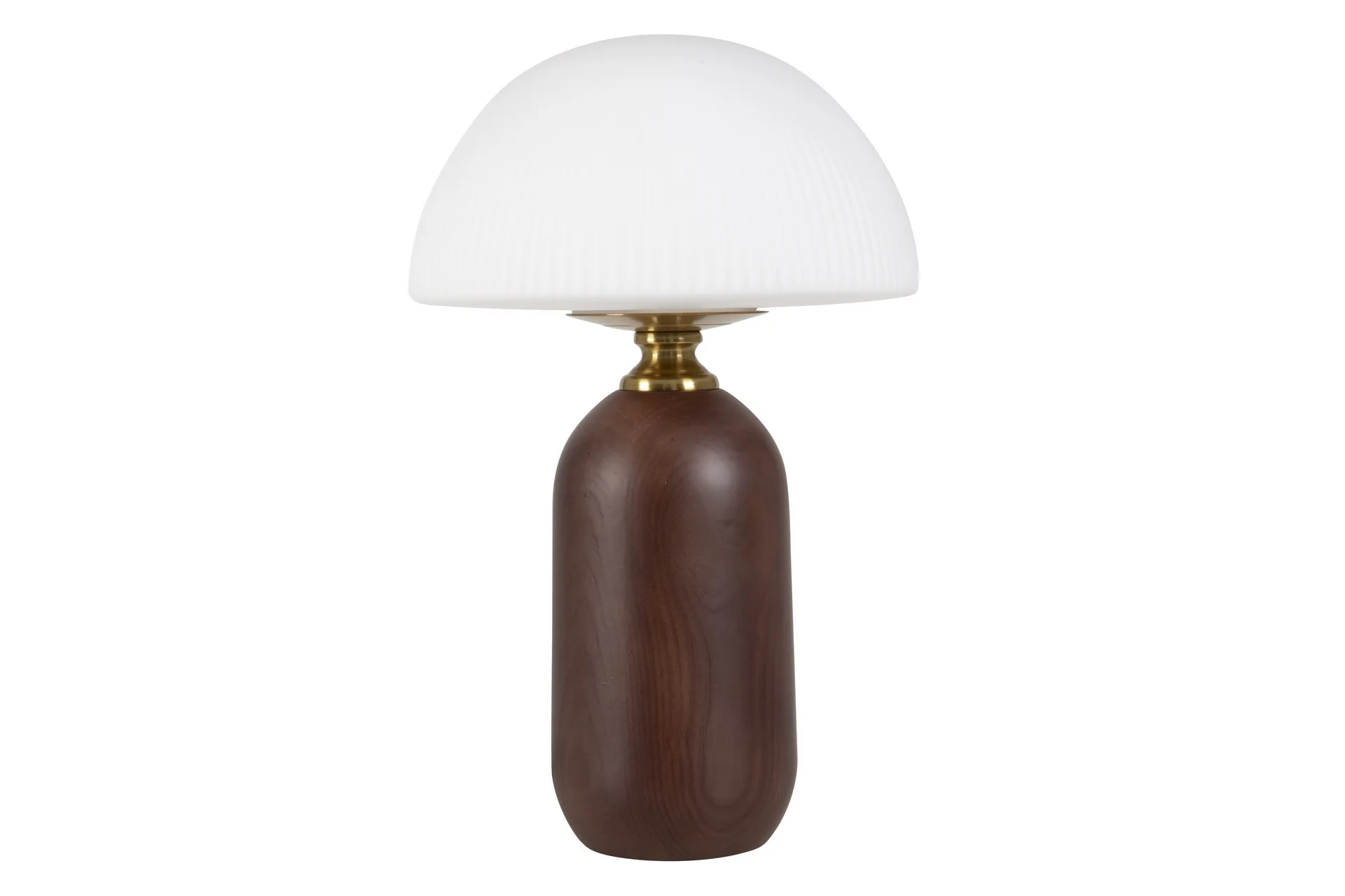 Lampe champignon blanche socle brun arrondi Ethan Chloé 38 cm