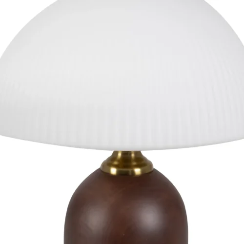 Lampe champignon blanche socle brun arrondi Ethan Chloé 38 cm — vue 2