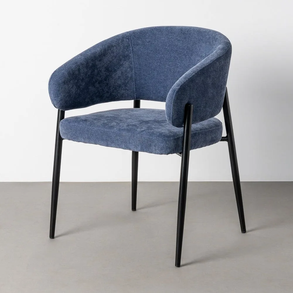 Lot 2 Chaises avec accoudoirs tissu bleu Ixia 60 cm