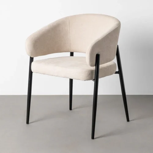 Lot 2 Chaises avec accoudoirs tissu crème Ixia 60 cm