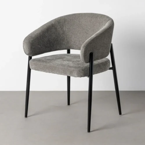 Lot 2 Chaises avec accoudoirs tissu gris Ixia 60 cm