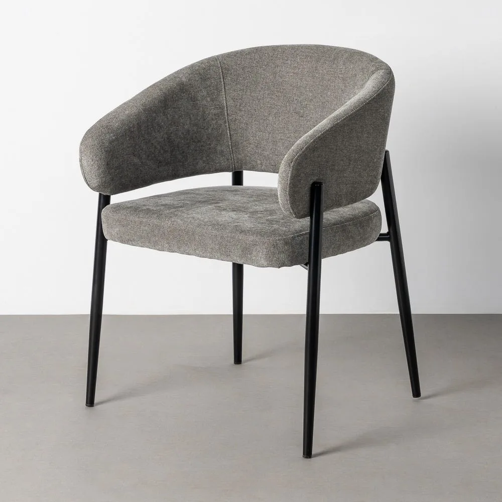 Lot 2 Chaises avec accoudoirs tissu gris Ixia 60 cm