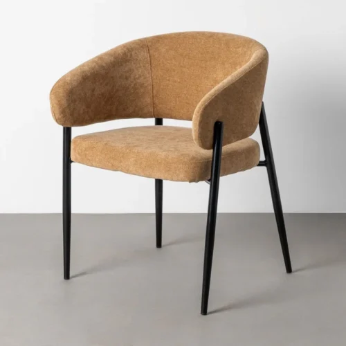 Lot 2 Chaises avec accoudoirs tissu ocre Ixia 60 cm