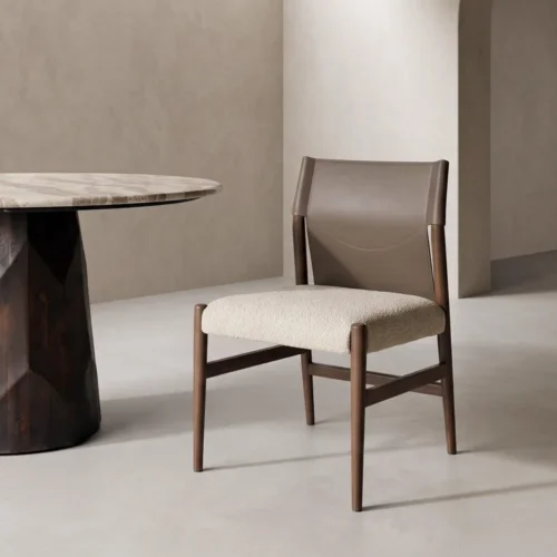 Lot 2 Chaises métal dossier similicuir marron et taupe Ixia 50 cm