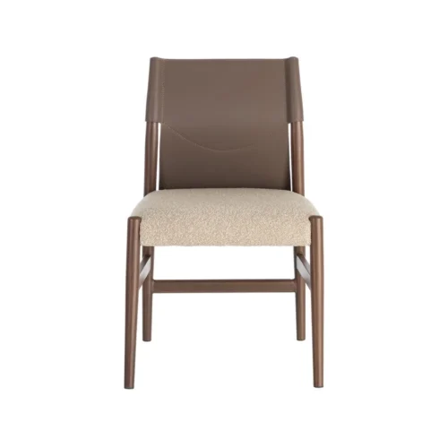 Lot 2 Chaises métal dossier similicuir marron et taupe Ixia 50 cm — vue 10