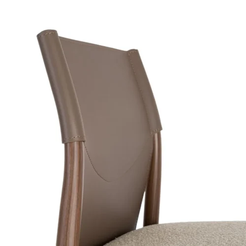Lot 2 Chaises métal dossier similicuir marron et taupe Ixia 50 cm — vue 2